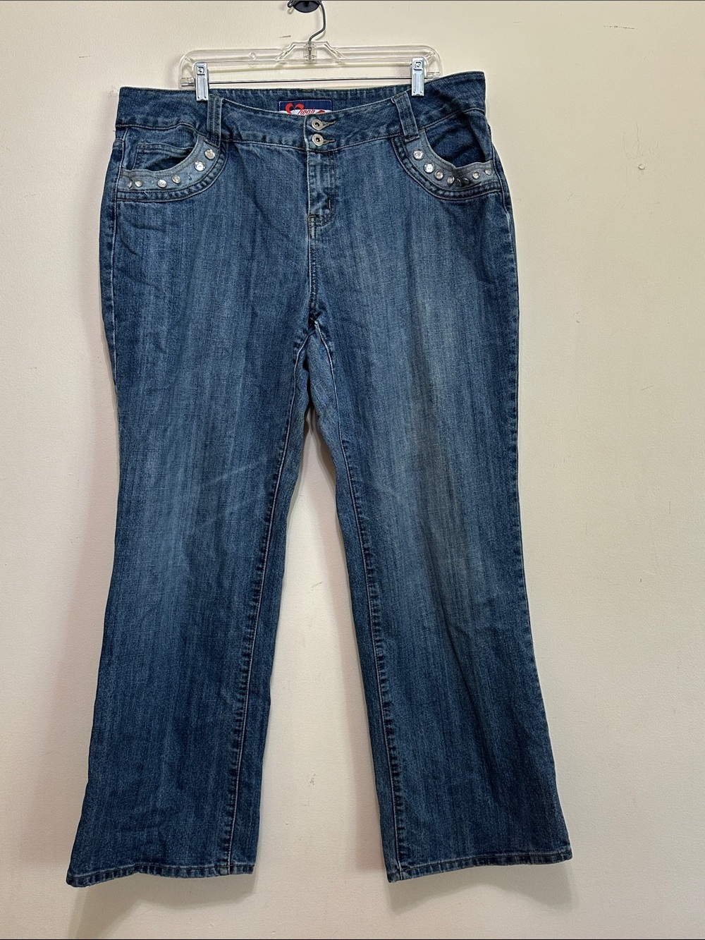 Women’s Dark Blue Embellished Pocket Jeans